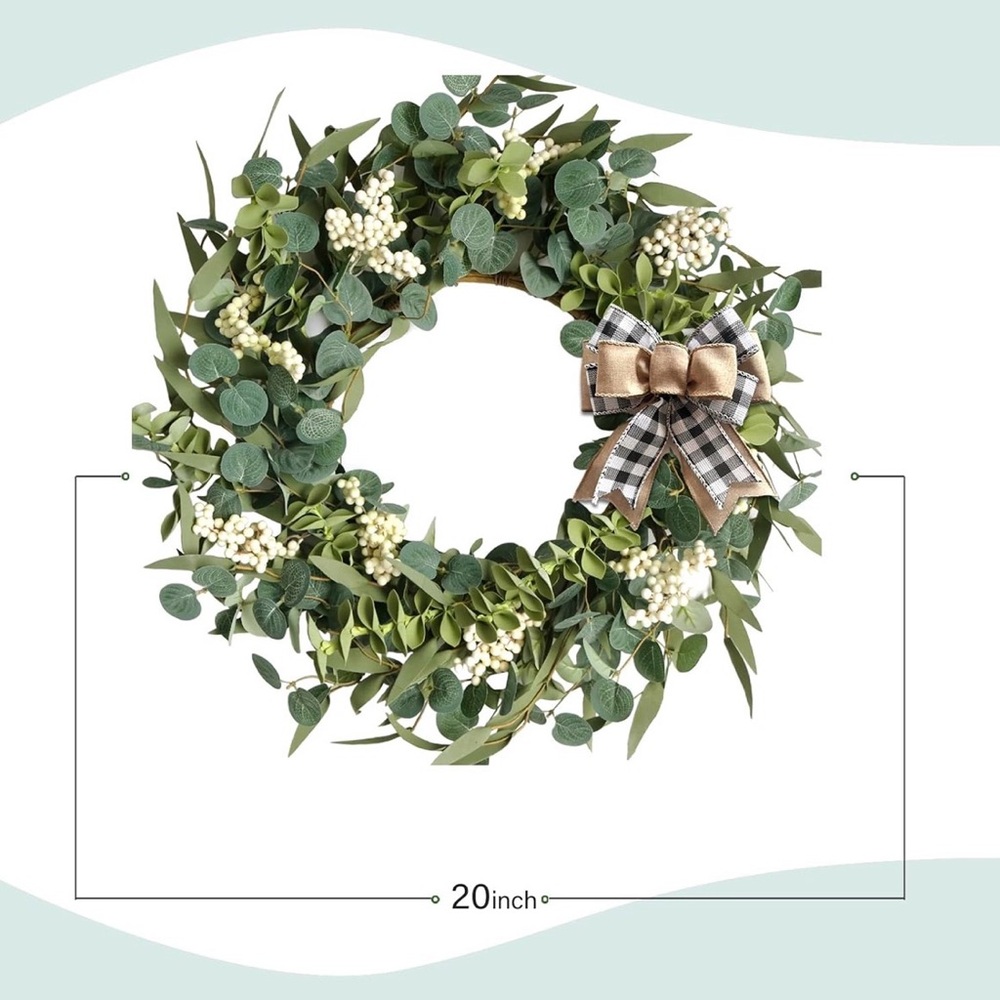 Elegant Green and Eucalyptus Everyday Wreath - Picture 2 of 5